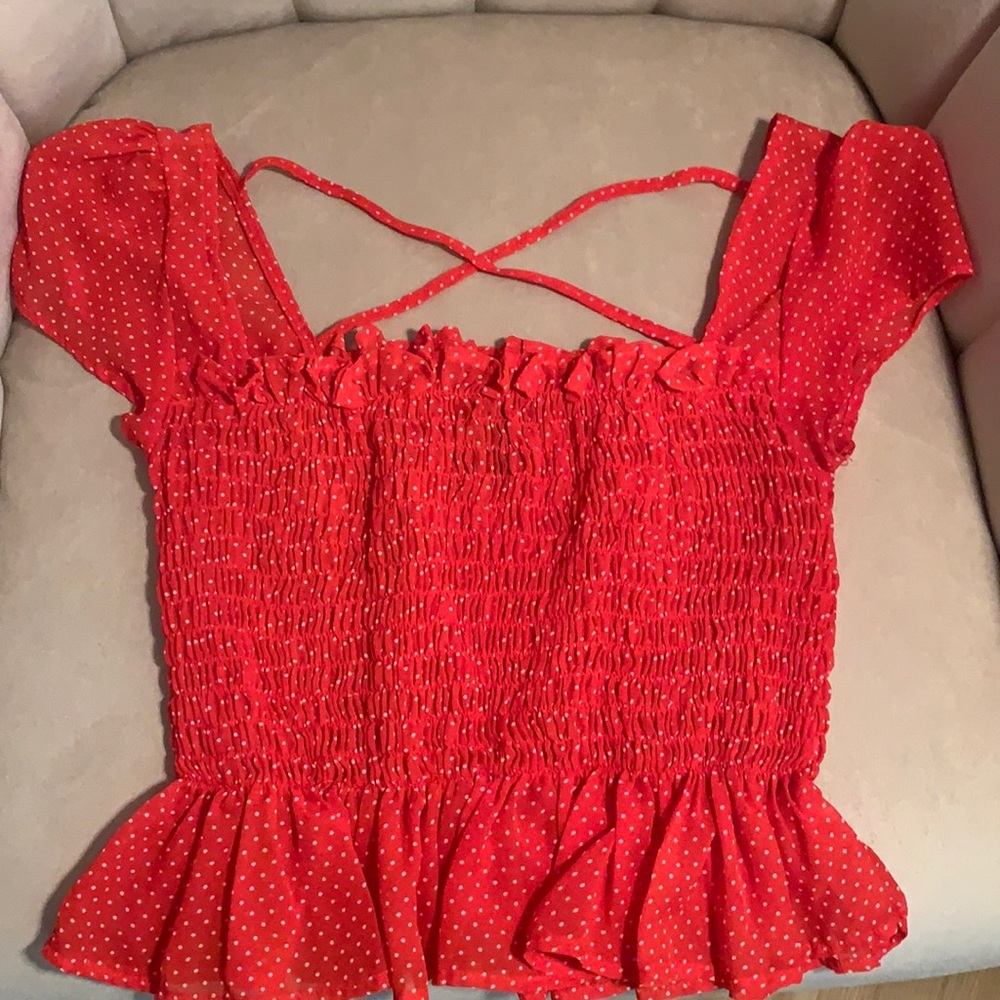 Red polka dot crop top